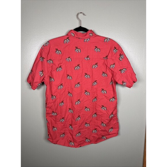 RSQ Collective Elephant Print Short Sleeve Button Down Shirt Men's Medium Red - Picture 2 of 7